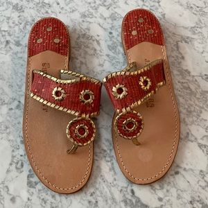Jack Rodgers whipstitch sandals in red cork